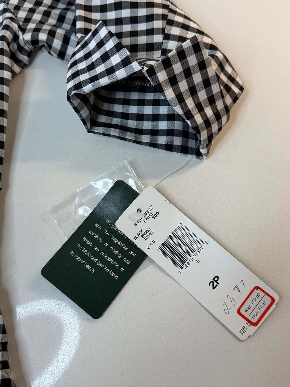 Ralph Lauren Petite 100% Silk Black and White Gingham Button-Down Shirt - Picture 6 of 6